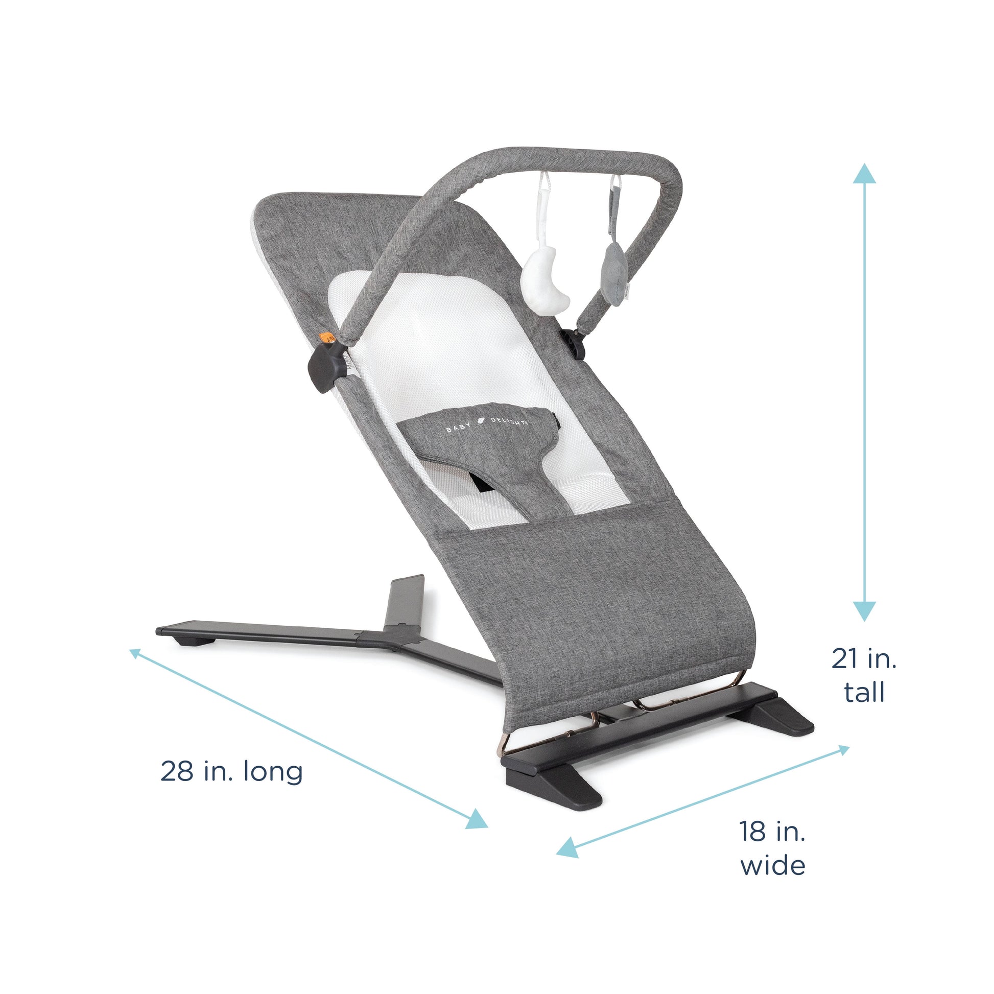 Alpine Deluxe Portable Baby Bouncer, for Infants 0-6 Months, Charcoal Tweed